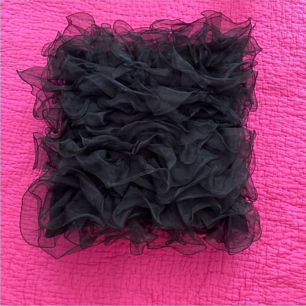 Elegant Black Ruffled  decorative pillow